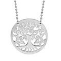 Colliers sur Artemare : Collier en argent rhodi&eacute; cha&icirc;ne maille boules avec pendentif cercle avec arbre de vie &agrave; l'int&eacute;rieur - longueur 42cm + 3cm de rallonge