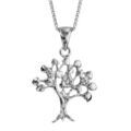 Collier en argent rhodi&eacute; cha&icirc;ne avec pendentif arbre de vie avec oxydes blancs sertis au bout des branches - longueur 42cm + 3cm de rallonge Artemare