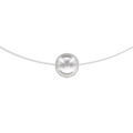 Colliers sur Artemare : Collier en argent rhodi&eacute; fil en nylon avec pendentif perle blanche de synth&egrave;se 8mm longueur 42cm