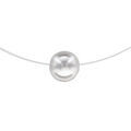 Colliers sur Artemare : Collier en argent rhodi&eacute; fil en nylon avec pendentif perle blanche synth&eacute;tique de 10mm longueur 42cm