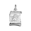 Pendentif en argent rhodi&eacute; parchemin avec ange en relief