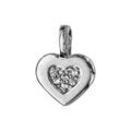 Pendentifs sur Artemare : Pendentif en argent rhodi&eacute; coeur avec bords lisses et milieu pav&eacute; d'oxydes blancs sertis