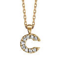 Colliers sur Artemare : Collier en plaqu&eacute; or cha&icirc;ne avec pendentif initiale C orn&eacute;e d'oxydes blancs - longueur 45cm