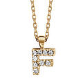 Colliers sur Artemare : Collier en plaqu&eacute; or cha&icirc;ne avec pendentif initiale F orn&eacute;e d'oxydes blancs - longueur 45cm
