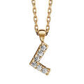 Colliers sur Artemare : Collier en plaqu&eacute; or cha&icirc;ne avec pendentif initiale L orn&eacute;e d'oxydes blancs - longueur 45cm