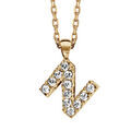 Colliers sur Artemare : Collier en plaqu&eacute; or cha&icirc;ne avec pendentif initiale N orn&eacute;e d'oxydes blancs - longueur 45cm