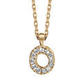 Colliers sur Artemare : Collier en plaqu&eacute; or cha&icirc;ne avec pendentif initiale O orn&eacute;e d'oxydes blancs - longueur 45cm