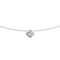 Collier en plaqu&eacute; or fil en nylon avec pendentif oxyde blanc solitaire de 3mm - longueur 42cm