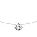Collier en plaqu&eacute; or fil en nylon avec pendentif oxyde blanc solitaire de 5mm - longueur 42cm