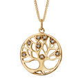 Collier en plaqu&eacute; or cha&icirc;ne avec pendentif cercle suspendu avec arbre de vie d&eacute;coup&eacute; et orn&eacute; d'oxydes blancs &agrave; l'int&eacute;rieur - longueur 42cm + 3cm de rallonge Artemare