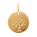 Pendentif en plaqu&eacute; or m&eacute;daille avec arbre de vie grav&eacute; - diam&egrave;tre 16mm Artemare