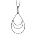 Collier en argent rhodi&eacute; cha&icirc;ne avec pendentif 3 gouttes de taille diff&eacute;rente en fil - longueur 40cm + 4cm de rallonge Artemare