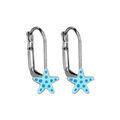 Boucles d'oreille sur Artemare : Boucles d'oreilles pour enfant en argent rhodi&eacute; &eacute;toile de mer bleue et fermoir dormeuse
