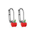 Boucles d'oreilles pour enfant en argent rhodi&eacute; pomme rouge et fermoir dormeuse Artemare