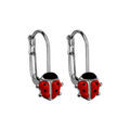 Boucles d'oreille sur Artemare : Boucles d'oreilles pour enfant en argent rhodi&eacute; coccinelle et fermoir dormeuse
