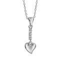 Collier en argent rhodié chaîne avec pendentif barrette d'oxydes blancs sertis avec coeur lisse suspendu - longueur 40cm + 5cm de rallonge Colliers sur Artemare : Collier en argent rhodié chaîne avec pendentif barrette d'oxydes blancs sertis avec coeur lisse suspendu - longueur 40cm + 5cm de rallonge