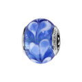 Charms Thabora en argent rhodi&eacute; et verre de Murano v&eacute;ritable bleu moyen avec coeurs en 2 parties Artemare
