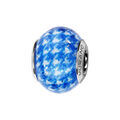 Charms Thabora en argent rhodi&eacute; et verre de Murano v&eacute;ritable bleu et blanc imprim&eacute; pied-de-poule