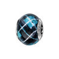 Charms Thabora en argent rhodi&eacute; et verre de Murano v&eacute;ritable bleu et imprim&eacute; carreaux &eacute;cossais Artemare