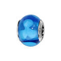 Charms Thabora en argent rhodi&eacute; et verre de Murano v&eacute;ritable bleu avec formes bleu clair Artemare