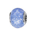 Bracelets sur Artemare : Charms Thabora en argent rhodi&eacute; et verre de Murano v&eacute;ritable bleu moyen avec paillettes