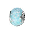 Bracelets sur Artemare : Charms Thabora en argent rhodi&eacute; et verre de Murano v&eacute;ritable bleu ciel n&eacute;buleux avec parties argent&eacute;es