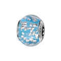 Charms Thabora en argent rhodi&eacute; et verre de Murano v&eacute;ritable bleu ciel mouchet&eacute; argent&eacute;