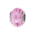 Charms Thabora en argent rhodi&eacute; et verre de Murano v&eacute;ritable rose rainur&eacute;