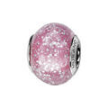 Bracelets sur Artemare : Charms Thabora en argent rhodi&eacute; et verre de Murano v&eacute;ritable rose avec paillettes argent&eacute;es