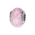 Charms Thabora en argent rhodi&eacute; et verre de Murano v&eacute;ritable rose p&acirc;le avec effet nuage