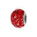 Bracelets sur Artemare : Charms Thabora en argent rhodi&eacute; et verre de Murano v&eacute;ritable rouge fonc&eacute; mouchet&eacute; argent&eacute;
