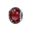 Charms Thabora en argent rhodi&eacute; et verre de Murano v&eacute;ritable rouge fonc&eacute; avec petites bulles