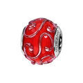 Charms Thabora en argent rhodi&eacute; et verre de Murano v&eacute;ritable rouge avec S en relief