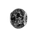 Charms Thabora en argent rhodi&eacute; et verre de Murano v&eacute;ritable noir avec paillettes argent&eacute;es