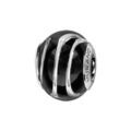Charms Thabora en argent rhodi&eacute; et verre de Murano v&eacute;ritable noir avec filet argent&eacute; qui fait le tour