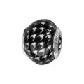 Charms Thabora en argent rhodi&eacute; et verre de Murano v&eacute;ritable noir et blanc imprim&eacute; pied-de-poule Artemare