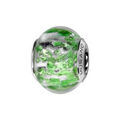 Charms Thabora en argent rhodié et verre de Murano véritable argenté moucheté vert Bracelets sur Artemare : Charms Thabora en argent rhodié et verre de Murano véritable argenté moucheté vert