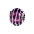 Charms Thabora en argent rhodié et verre de Murano véritable violet avec filet rose qui fait le tour Bracelets sur Artemare : Charms Thabora en argent rhodié et verre de Murano véritable violet avec filet rose qui fait le tour