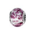 Charms Thabora en argent rhodi&eacute; et verre de Murano v&eacute;ritable argent&eacute; mouchet&eacute; violet Artemare