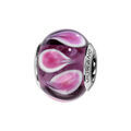 Charms Thabora en argent rhodi&eacute; et verre de Murano v&eacute;ritable violet avec gouttes roses et blanches en sens inverse altern&eacute; Artemare