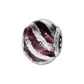 Charms Thabora en argent rhodi&eacute; et verre de Murano v&eacute;ritable violet z&eacute;br&eacute; argent&eacute; en biais