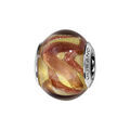 Charms Thabora en argent rhodi&eacute; et verre de Murano v&eacute;ritable dor&eacute; avec touches cuivr&eacute;es Artemare