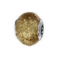 Charms Thabora en argent rhodi&eacute; et verre de Murano v&eacute;ritable jaune paillet&eacute; Artemare