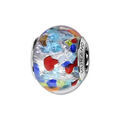 Charms Thabora en argent rhodi&eacute; et verre de Murano v&eacute;ritable argent&eacute; mouchet&eacute; rouge, bleus, marron, jaune et orange Artemare