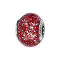 Bracelets sur Artemare : Charms Thabora en argent rhodi&eacute; et verre de Murano v&eacute;ritable rouge avec paillettes