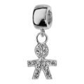 Charms Thabora en argent rhodi&eacute; petit gar&ccedil;on suspendu orn&eacute; d'oxydes blancs