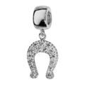 Bracelets sur Artemare : Charms Thabora en argent rhodi&eacute; fer &agrave; cheval suspendu orn&eacute; d'oxydes blancs