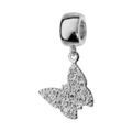 Bracelets sur Artemare : Charms Thabora en argent rhodi&eacute; papillon suspendu pav&eacute; d'oxydes blancs