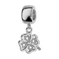 Bracelets sur Artemare : Charms Thabora en argent rhodi&eacute; tr&egrave;fle &agrave; 4 feuilles suspendu orn&eacute; d'oxydes blancs