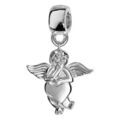 Charms Thabora en argent rhodi&eacute; angelot tenant un coeur suspendu Artemare